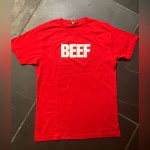 Men’s Size Medium Red BEEF Graphic T-Shirt 100% cotton